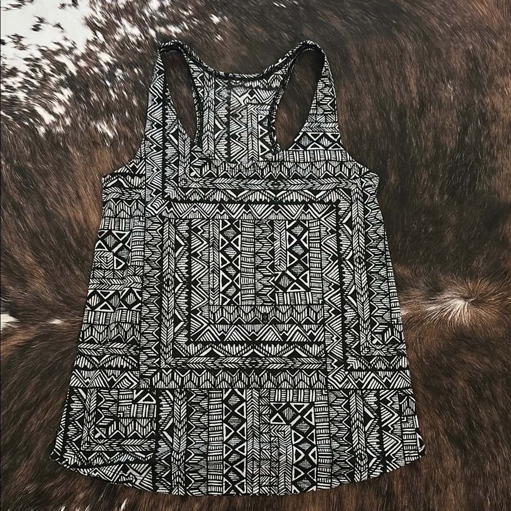 Black and White Geometric Print Women's Tank Top